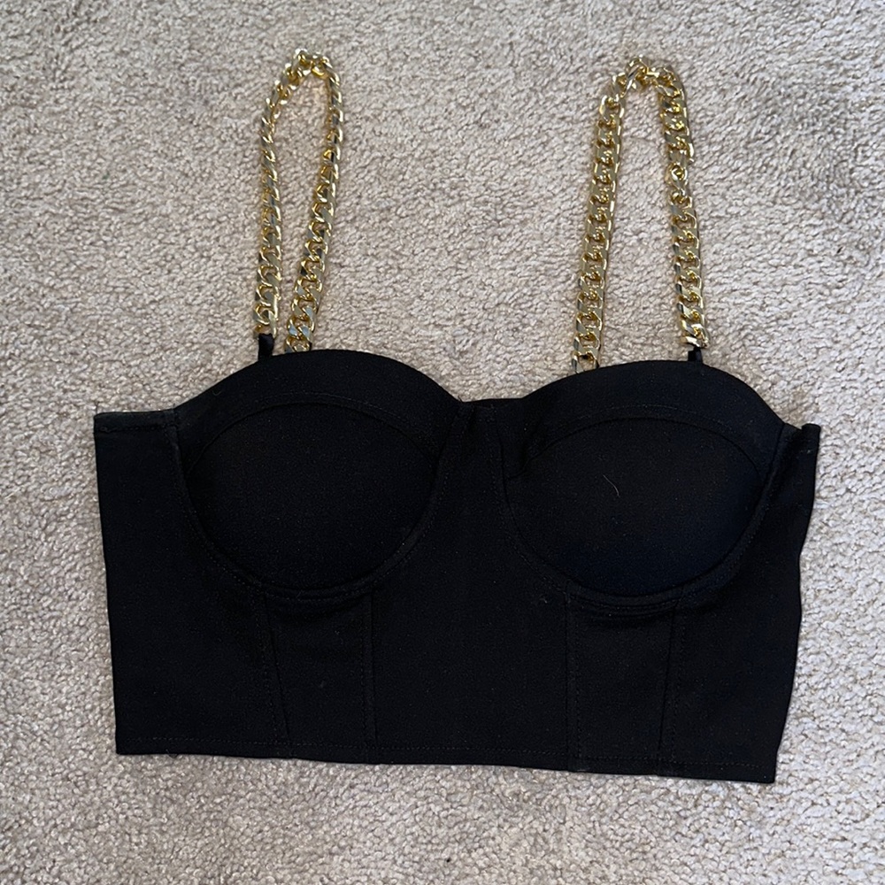 Revolve super down crop top black size small